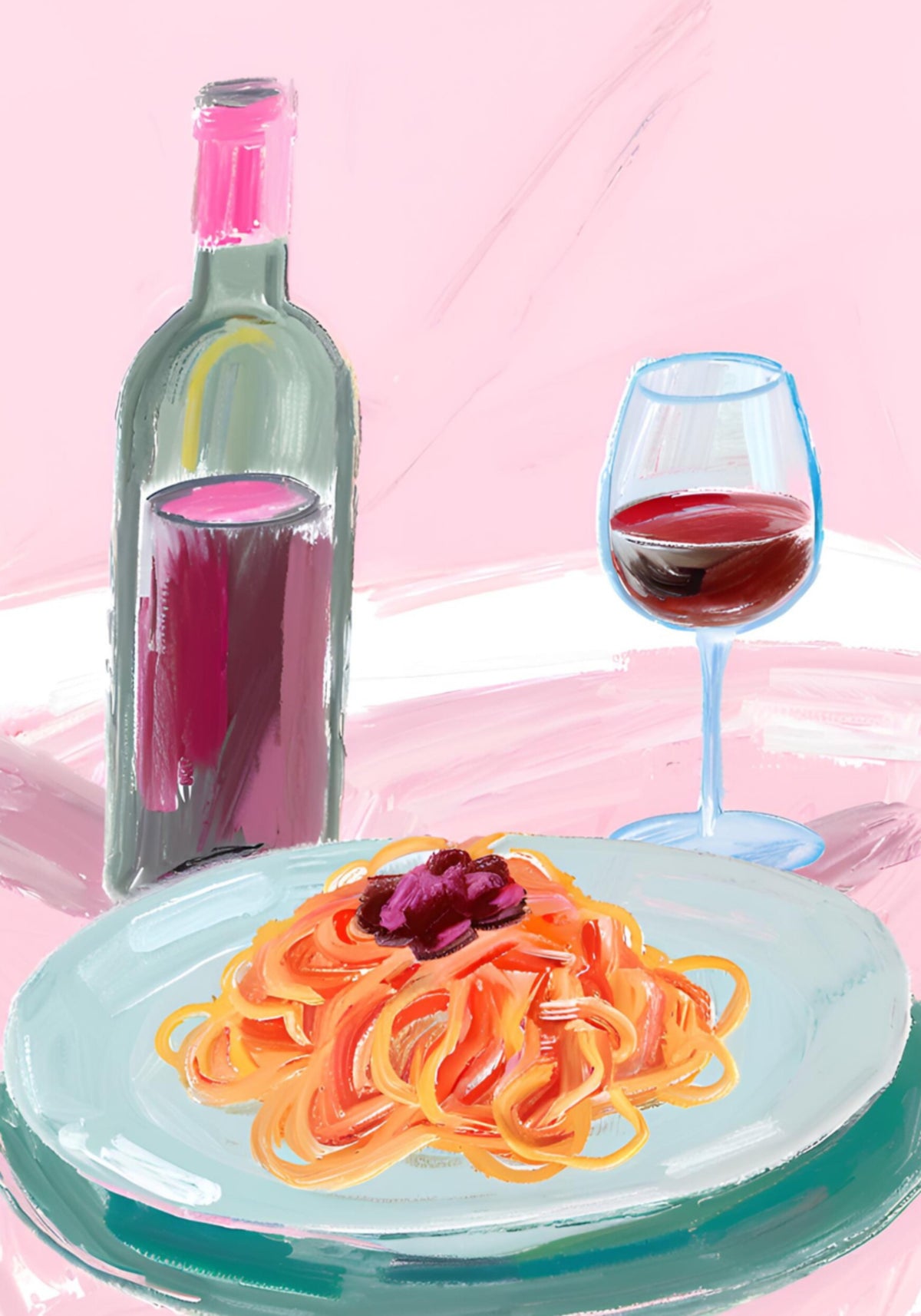 Spaghetti i czerwone wino