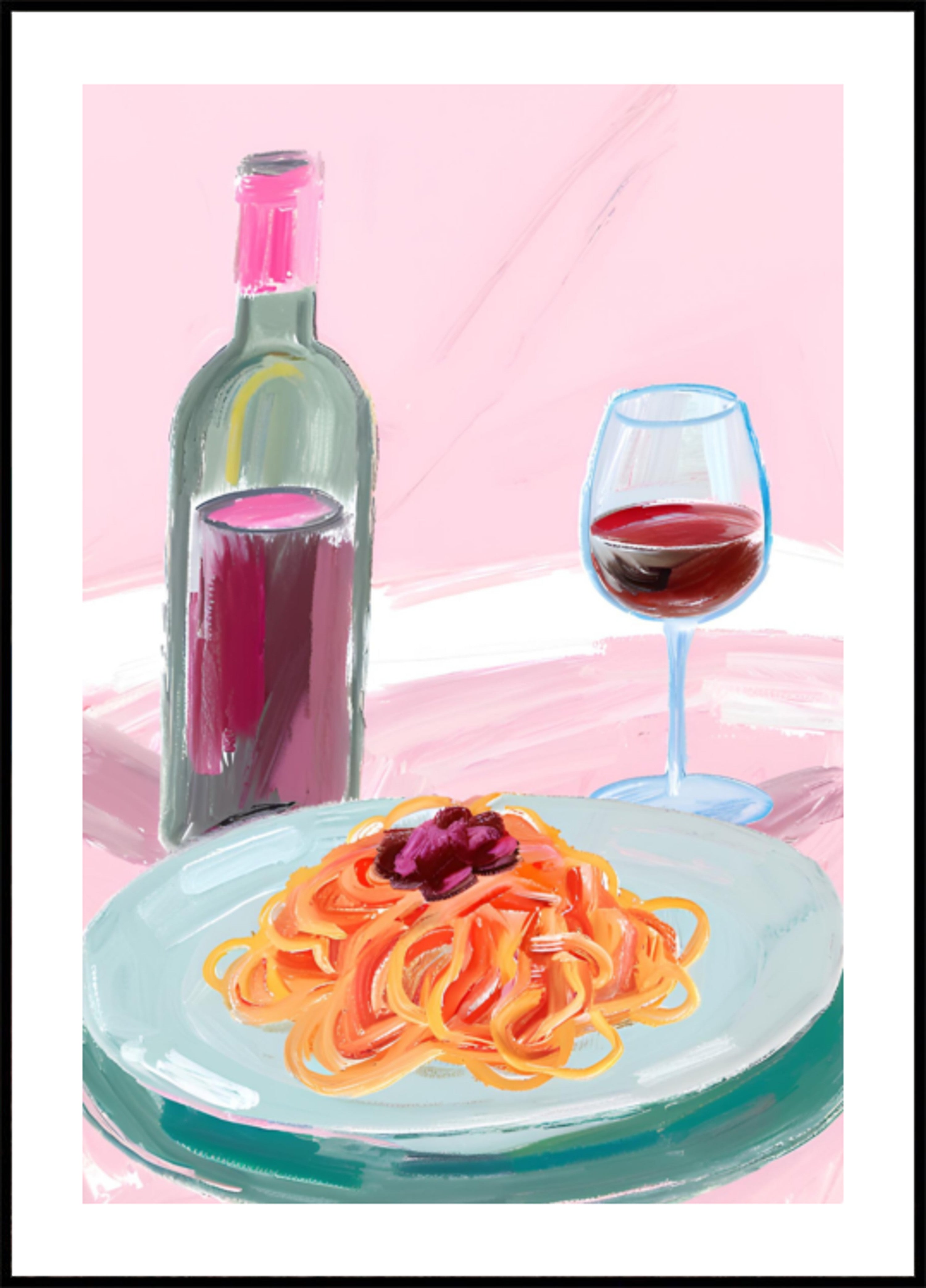 Spaghetti i czerwone wino