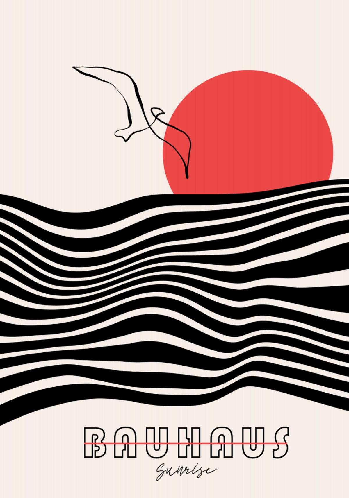 Bauhaus Wschód słońca nad oceanem