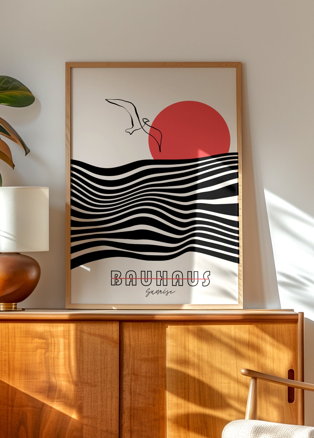 Bauhaus Wschód słońca nad oceanem