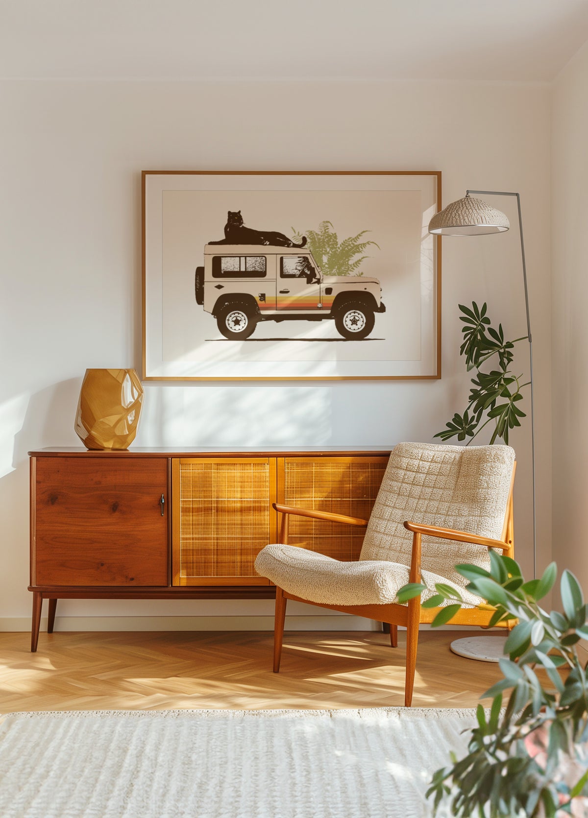 Samochód safari z dużym kotem