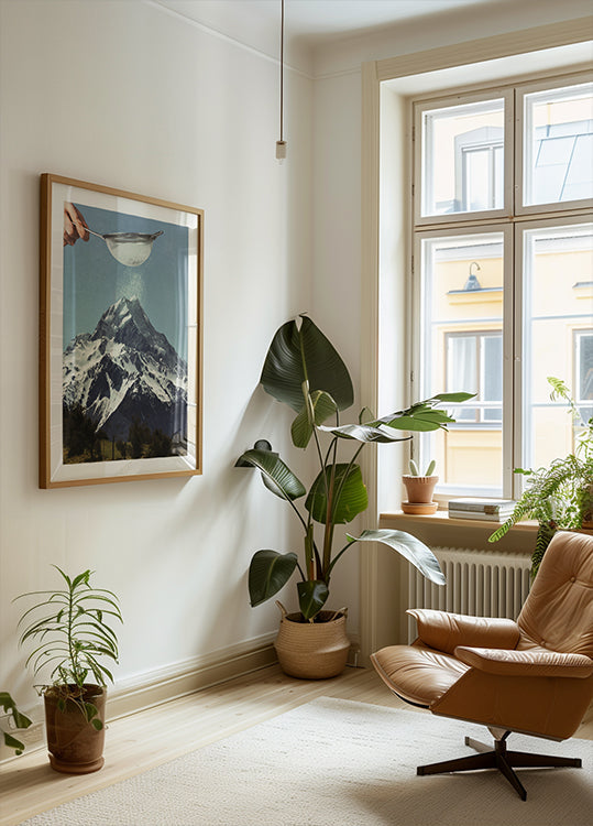 Przesiany szczyt - plakat z cukrem śnieżnym na szczycie góry