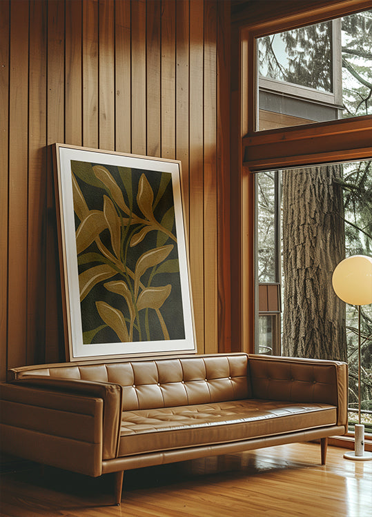 Plakat z ziemnymi liśćmi