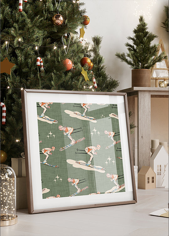 Plakat sporty zimowe Retro Vintage Ski Blue.png