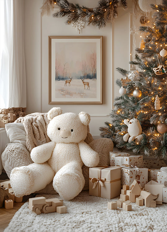 Plakat jelenia w zimie