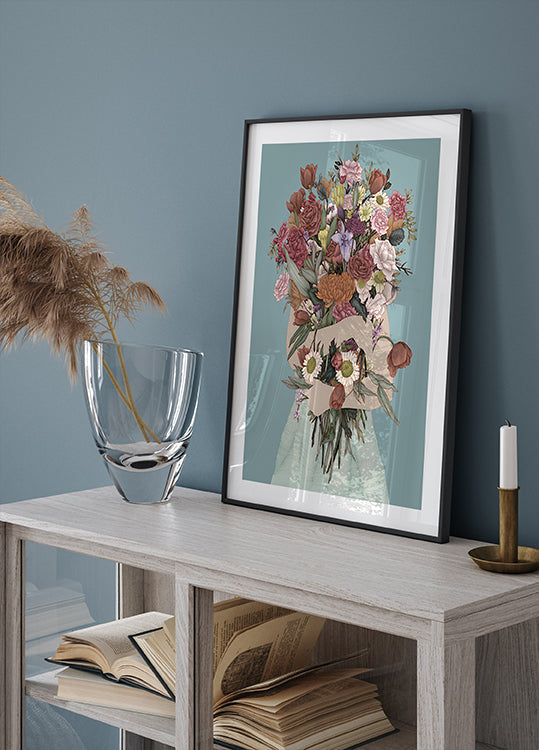 Zbieranie turkusowego dużego plakatu