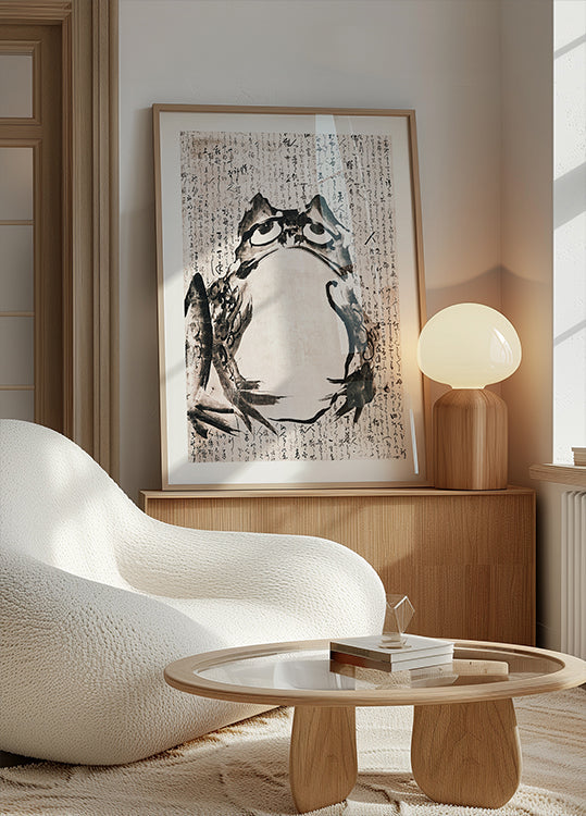 Żaba japońska (koniec XVIII XIX wieku) Vintage atrament i kolor na plakacie papierowym