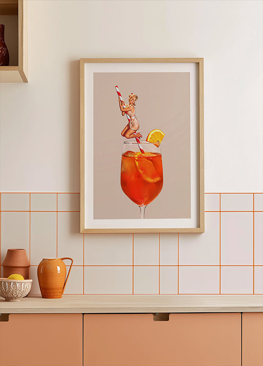 Plakat koktajlowy w stylu retro Spritz