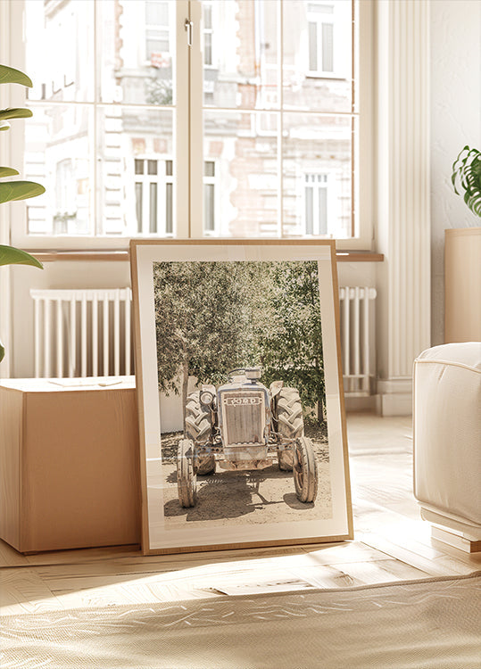 Plakat ze sceną wytrzymałego ciągnika