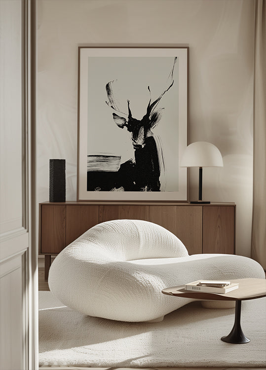 Jeleń pociągnięty pędzlem na plakacie