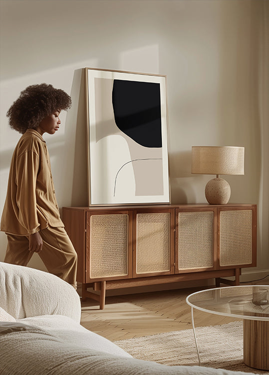 Plakat z monochromatycznymi kształtami