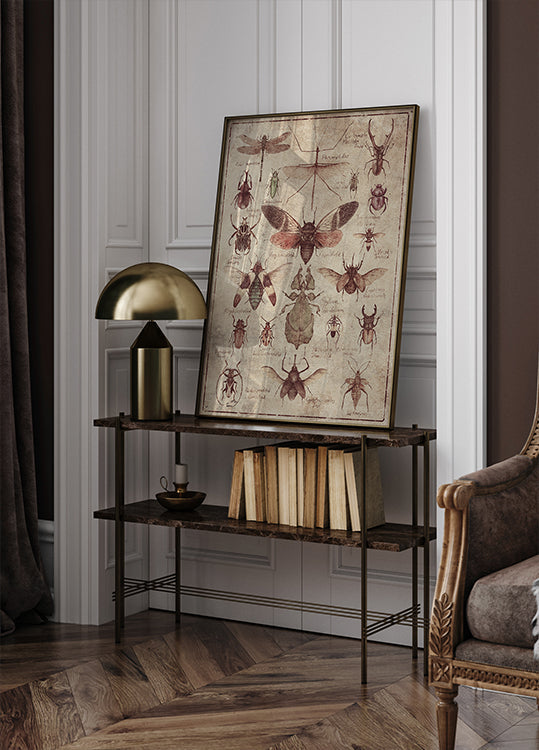 Plakat z owadami w stylu vintage