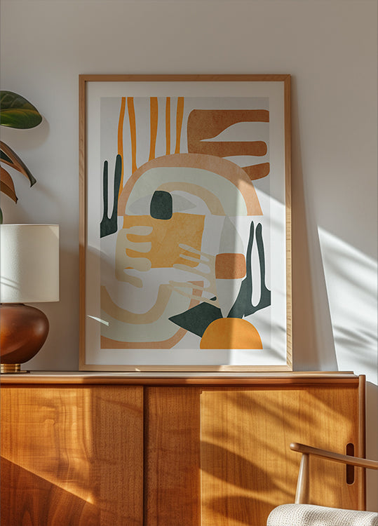 Plakat harmonii abstrakcyjnych kształtów geometrycznych