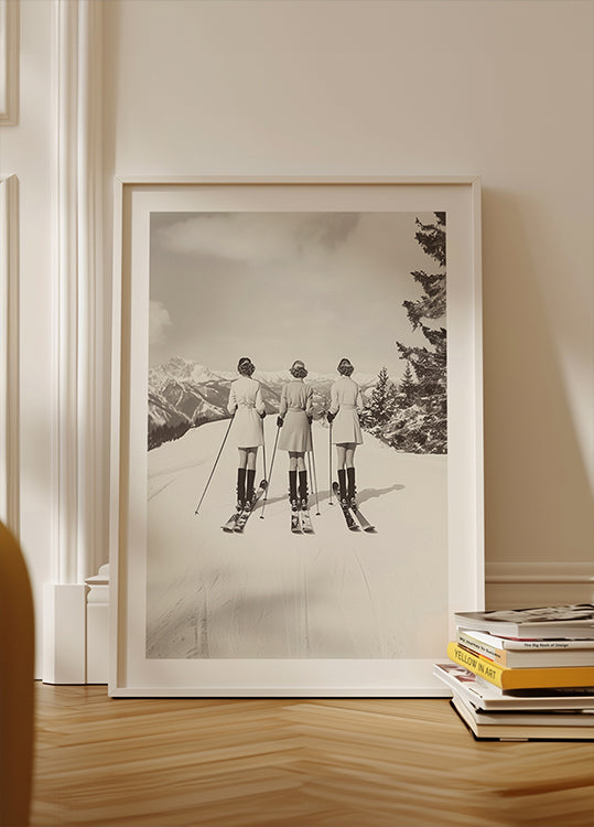 Vintage plakat narciarzy Glamour