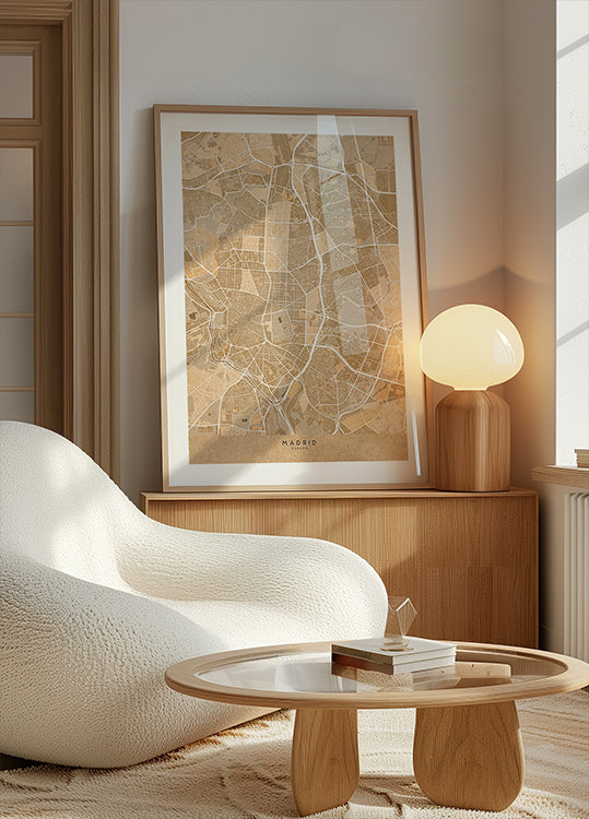 Map of Madrid (Spain) in sepia vintage style Plakat