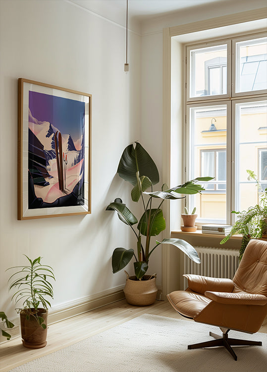 Plakat z podróżą narciarską Plakat