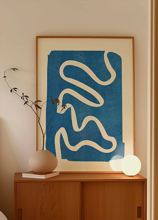 Geometryczny abstrakcyjny minimalny niebieski plakat