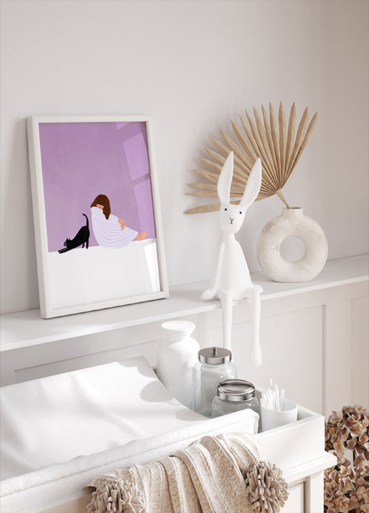 Plakat Dziewczyna i kot