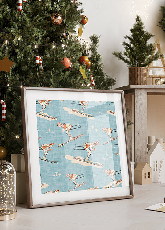 Plakat sporty zimowe Retro Vintage Ski Blue.png