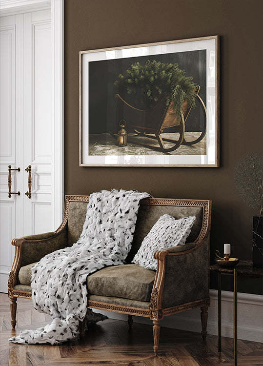 Plakat świątecznych sań