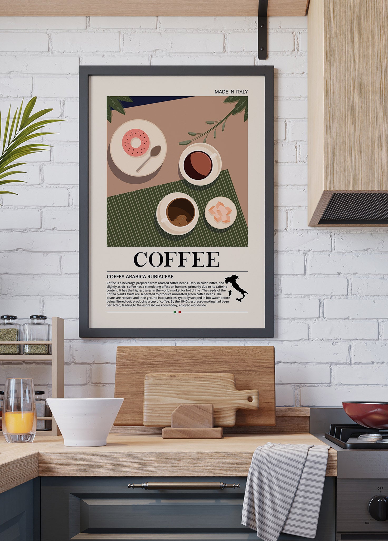 Plakat „Kawa wyprodukowana we Włoszech”