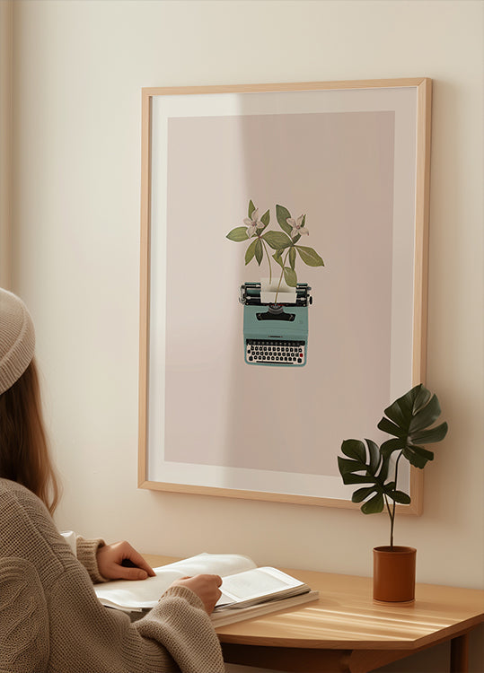 Plakat botaniczny na maszynie do pisania