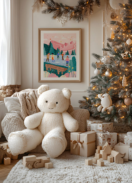 Plakat ludzie na łyżwach