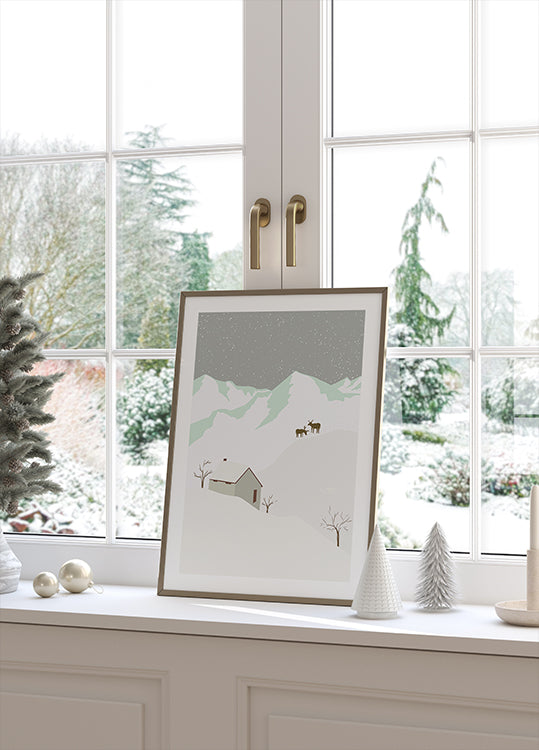 Plakat z widokiem na zimę