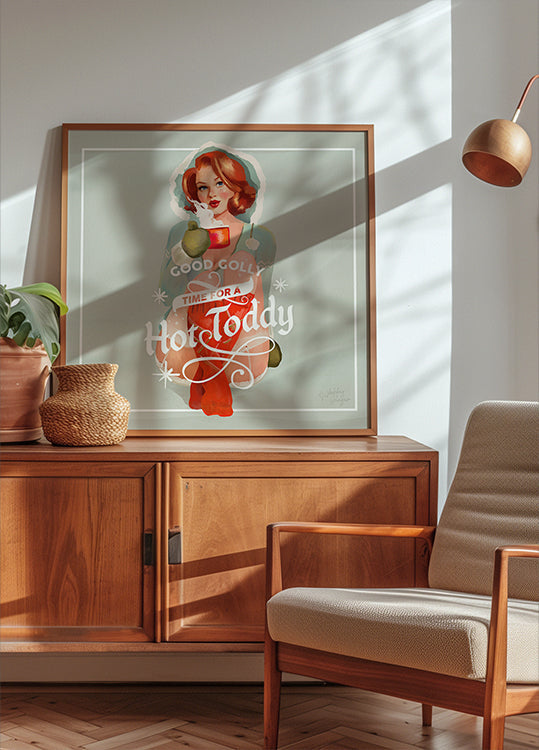 Gorący Toddy Redhead Vintage zimowy plakat artystyczny koktajlowy