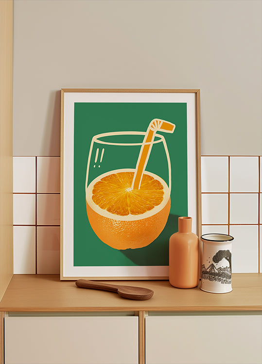 Sprytnie ilustrowany plakat w żywym pomarańczowym kolorze