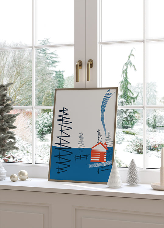 Plakat w przytulnej kabinie