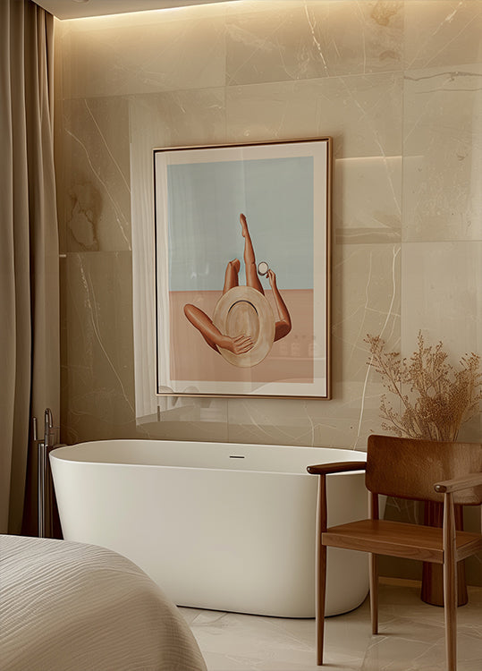 Plakat z dziewczyną przy basenie