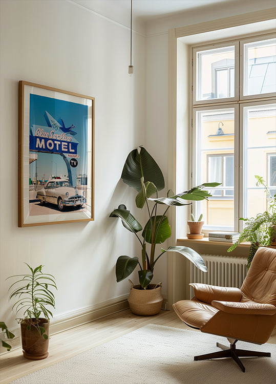 Plakat motelu Blue Swallow