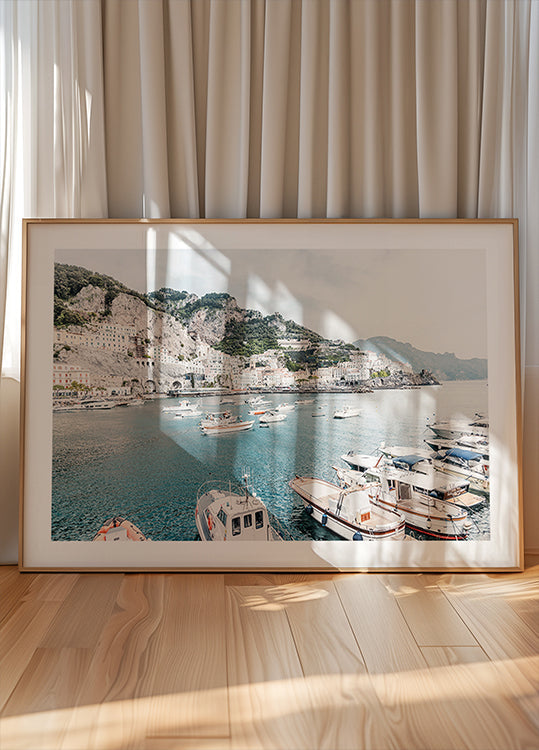 Wybrzeże Amalfi z łodziami #2 Plakat