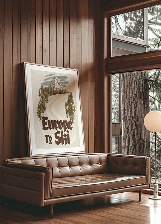 Europa na narty Vintage pocztówka podróżnicza plakat