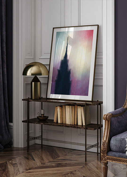 Abstrakcyjny plakat Empire State Building na Manhattanie