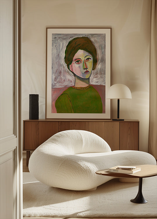 Kobieta w zielonym swetrze