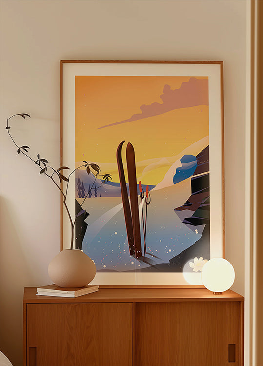 Plakat wycieczki narciarskiej