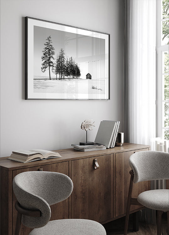 Plakat w słoneczny zimowy dzień