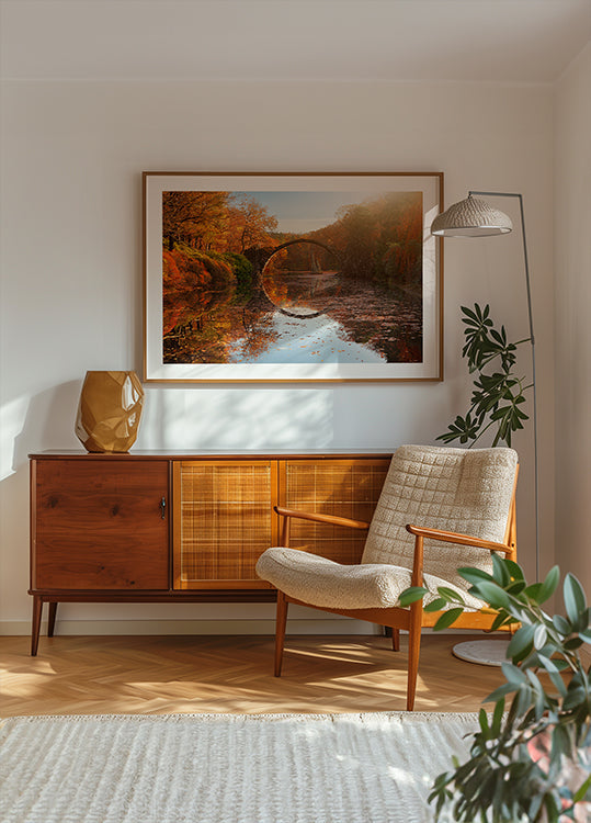 Plakat jesiennego jeziora