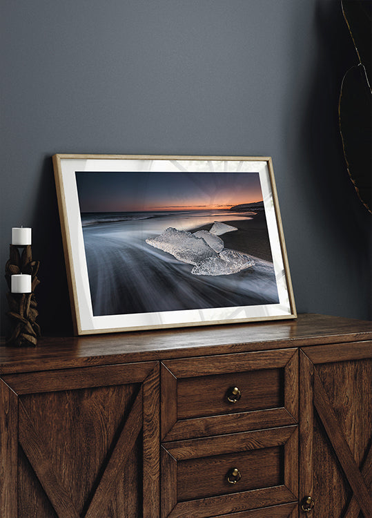 Plakat na kryształowej plaży