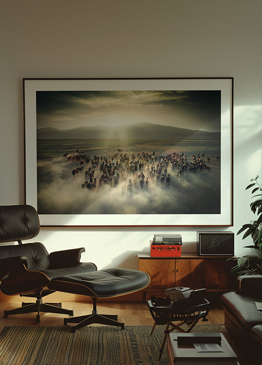 Plakat z dzikimi końmi