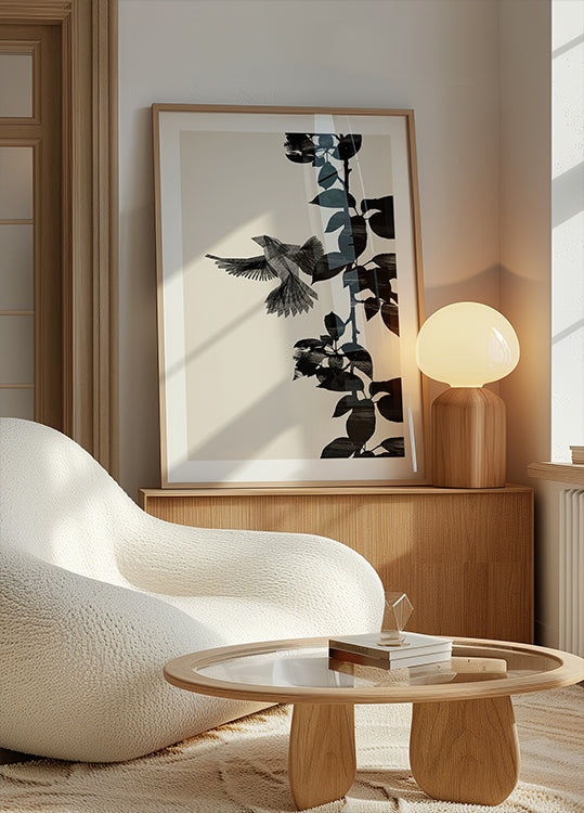 Ptak botaniczny plakat 20x30