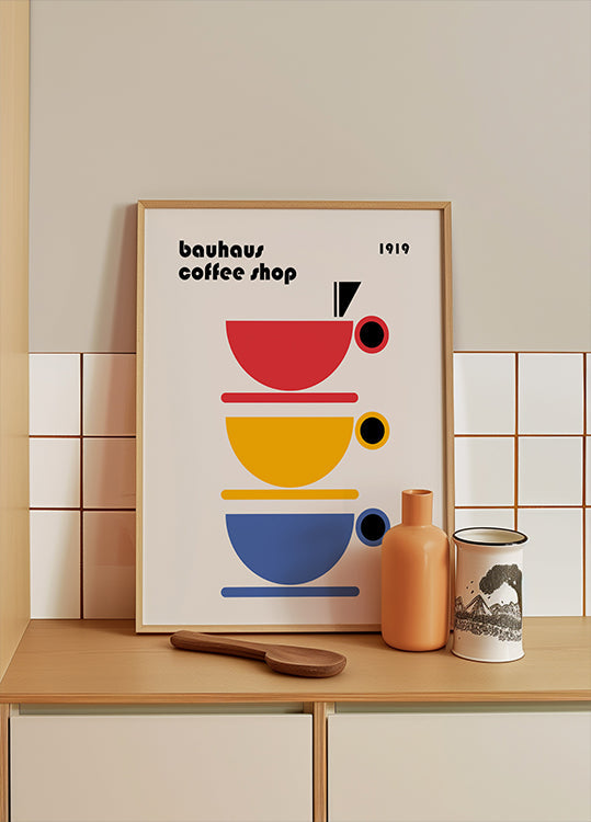 Minimalistyczny plakat kawowy Bauhaus