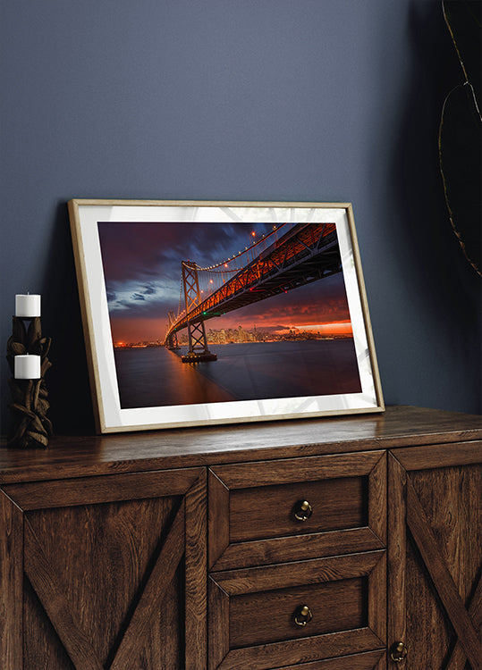 Plakat Bay Bridge nocą