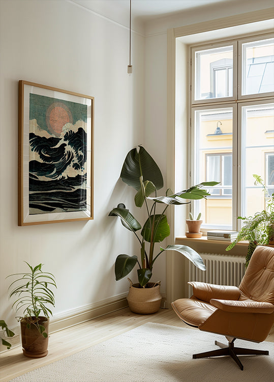 Plakat z niebiańskimi falami