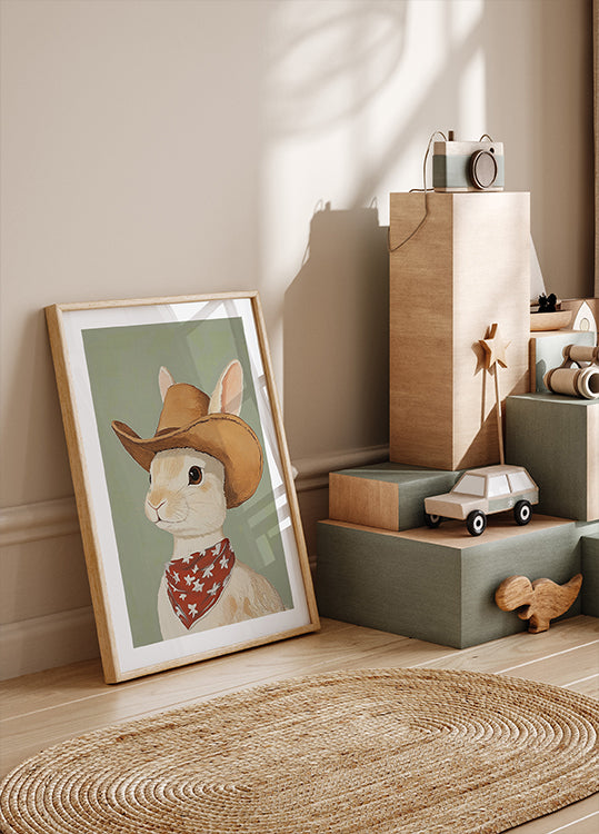 Plakat z kowbojskim królikiem