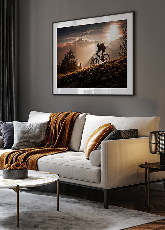 Plakat rowerowy złotej godziny