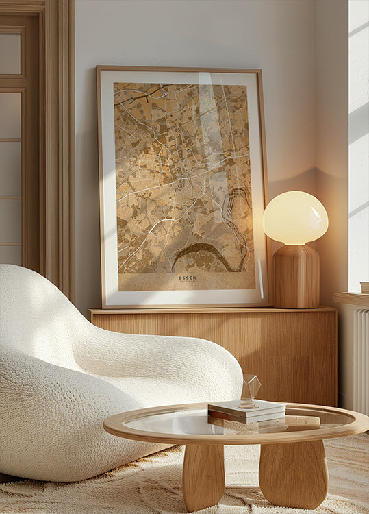 Vintage mapa Drezna w centrum Niemiec w kolorze sepii (NOWOŚĆ)