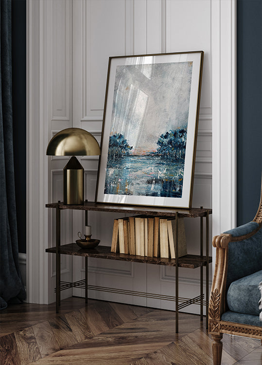 Zimowy niebieski plakat